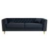 87.01"W Modern Tufted Velvet Sofa ,Stylish and Comfortable for Living Room Sofa, Hotel Apartment,Black - as Pic