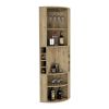 Oban Corner Bar Cabinet with Five Shelves , Eight Bottle Cubbies and Steamware Macadamia - as Pic