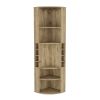 Oban Corner Bar Cabinet with Five Shelves , Eight Bottle Cubbies and Steamware Macadamia - as Pic