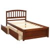 Twin Platform Storage Bed Wood Bed Frame with Two Drawers and Headboard, Walnut(Previous SKU: SF000062DAA) - as pic