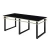Black Coffee Table and End Tables Set Occasional 3pc Tables Tempered Glass Top Metal Frame Modern Living Room Furniture - as Pic