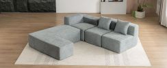 116.5" Sectional Sofa Full-compressed Sofa Couch Free-combined Sofa for Living Room, Grey - as Pic