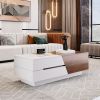 Modern Extendable Sliding Top Coffee Table with Storage in White&Walnut - as Pic