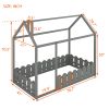 {Slats are not included}Twin Size Wood Bed House Bed Frame with Fence,for Kids,Teens, Girls,Boys {Gray}{OLD SKU:WF194274AAE} - as pic