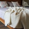 100% Cotton Waffle Weave Throw Blanket 50x70 inch Ivory Color