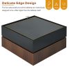 Multi-functional Square 360°Rotating Coffee Table with 2 Drawers, High Gloss 2-Tier Center Table with Swivel Tabletop and Storage, Walnut, Black