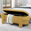 Linen Fabric Upholstered Bench with Large Storage Space for the Living Room, Entryway and Bedroom,yellow( 51.5''x20.5''x17'' ) - as Pic