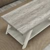 Athens Contemporary Two-Tone Wood Shelf Coffee Table in Weathered Gray and Beige - as Pic