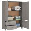 Wardrobe HAMAR Light Gray 39"x17.7"x53.9" Solid Wood Pine - Grey