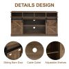 TV Stand Sliding Barn Door Modern&Farmhouse Wood Entertainment Center, Up to 65",Natural Brown - Brown - MDF+Metal