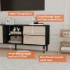 TV Stand up to 70+ inch, Mid Century Modern Entertainment Center with 2 Drawers, Television Stands with Storage Cabinet- Light Oak