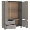 Wardrobe HAMAR Light Gray 39"x17.7"x53.9" Solid Wood Pine - Grey