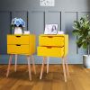 Mid-Century Nightstand with 2 Sliding Drawers, Wood Sofa Side Table, Modern End Table for Living Room Bedroom, Set of 2 - as Pic