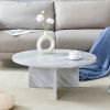 A Multi-style Decor Friendly MDF White Round Coffee Table, Featuring Modern Minimalism and Nordic Flair, with Dimensions of 31.5*31.5*13.98 Inches