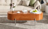 U-Can 47.2''Lift Top Coffee Table with 360-degree Marble-patterned rotating tray,Hidden Compartment