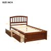 Twin Platform Storage Bed Wood Bed Frame with Two Drawers and Headboard, Walnut(Previous SKU: SF000062DAA) - as pic