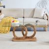 Modern Style Glass Top MDF Coffee Table with Natural Wood Color Base -  Product Dimensions of 47.2*25.6*17.8 - as Pic