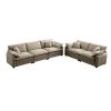 Family sofa set Deep Seat Sofa, Warm Sofa for Home Cinema and Living Room, One 2-Seater Sofa and One 3-Seater Sofa,Tan Corduroy - as Pic