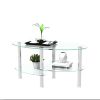Transparent Oval glass coffee table, modern table with stainless steel leg, tea table 3-layer glass table for living room - as Pic
