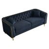 87.01"W Modern Tufted Velvet Sofa ,Stylish and Comfortable for Living Room Sofa, Hotel Apartment,Black - as Pic