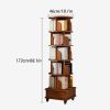 Rotating Bookshelf, 360 Display Corner Bookshelf for Small Space, 6 Tier Bookcase Storage Rack with Wheels, Wood Narrow Organizer