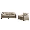 Modern Living Room Sofa Two Pieces Set Tan Corduroy - as Pic