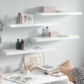 Floating Wall Shelves 4 pcs High Gloss White 31.5"x9.3"x1.5" MDF - White