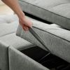 Grey 3 in 1 Convertible Sleeper Sofa Bed, Modern Fabric Loveseat Futon Sofa Couch Pullout Bed