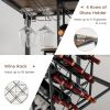5 Pieces Bar Table and Stools Set with Wine Rack and Glass Holder - Rustic Brown