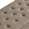 Upholstered tufted button storage bench ,Linen fabric entry bench with spindle wooden legs, Bed bench- Linen - as Pic