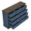 9 Drawer Dresser with Wooden Top, Tall Fabric Dresser & Chest of Drawers for Bedroom Closet Living Room - Blue