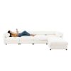 Modular Sectional Sofa with Storage, Cylindrical Backrest and Armrests Deep Comfortable Seating, White - as Pic