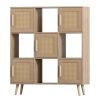 9-Cube Storage Organizer, Storage Cabinet with 4 Open Cubes and 5 Cabinets, Free Standing Wooden Cubby Bookcase