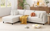 U_Style Modern Modular Sectional Sofa with Movable Ottoman, 110 Inch 4 Seat Sofa Set with 5 pillows, Unique Piping Stitch Design
