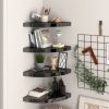 Floating Corner Shelves 4 pcs High Gloss Black 13.8"x13.8"x1.5" MDF - Black