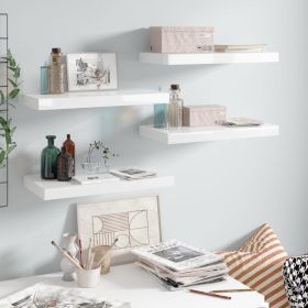 Floating Wall Shelves 4 pcs High Gloss White 19.7"x9.1"x1.5" MDF - White