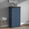 Tall Dresser for Bedroom with 5 Drawers for Closet, Chest of Drawers with Metal Handle - Blue