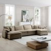 Over size U Shape Corduroy Sofa , Modern Upholstered 4 Seater Sofa with 2 Ottomans, Premium Soft Corduroy Fabric Sofa - as Pic