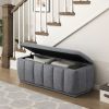 Modern Gray Storage Bench Cushion Seat 1pc Plywood Frame Fabric Upholstery Home Furniture - as Pic