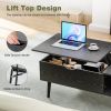 Lift Top Coffee Tables For Living Room 39.37"x19.7" Desk Tea Wood Dining Tables Adjustable Storage Shelf Easy Lift Or Lower - black