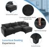 112.2" L-Shape Chenille Upholstered Sofa for Living Room Modern Luxury Sofa Couch with Ottoman and 5 Pillows for Living Room - Black - Foam