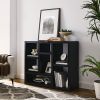 Open Wooden Open Shelf Bookcase, Freestanding Display Storage Cabinet with 7 Cube Storage Spaces
