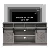 TV Stand Sliding Barn Door Modern&Farmhouse Wood Entertainment Center, TVs Up to 65",Grey - Grey - MDF+Metal