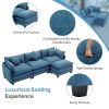 112.2" L-Shape Chenille Upholstered Sofa for Living Room Modern Luxury Sofa Couch with Ottoman and 5 Pillows for Living Room - Blue - Foam