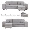 104.5" Pull Out Sleeper Sofa Reversible L-Shape 3 Seat Sectional Couch with Storage Chaise and 2 Stools for Living Room Furniture Set - Gray - Linen