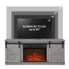 Fireplace TV Stand for Television up to 65 Inch with Storage and Farmhouse Sliding Barn Doors, Entertainment Center with Cabinet and Shelves,Grey
