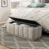 Modern Taupe Storage Bench Cushion Seat 1pc Plywood Frame Fabric Upholstery Home Furniture - as Pic