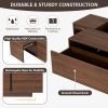 Rectangular Sliding Top Coffee Table with 2 Drawers and 2 Hidden Storage for Living Room 47.2" (Walnut) - as Pic