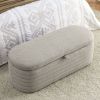 Welike Length 45.5 inchesStorage Ottoman Bench Upholstered Fabric Storage Bench End of Bed Stool, Grey teddy.