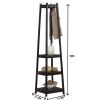 Vassen Coat Rack w/ 3-Tier Storage Shelves in Black Finish - as Pic